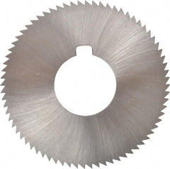 Made in USA - 2-3/4" Diam x 0.072" Blade Thickness x 1" Arbor Hole Diam, 72 Tooth Slitting and Slotting Saw - Arbor Connection, Right Hand, Uncoated, High Speed Steel, Concave Ground, Contains Keyway - Apex Tool & Supply