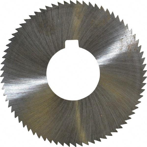 Made in USA - 2-3/4" Diam x 0.081" Blade Thickness x 1" Arbor Hole Diam, 72 Tooth Slitting and Slotting Saw - Arbor Connection, Right Hand, Uncoated, High Speed Steel, Concave Ground, Contains Keyway - Apex Tool & Supply