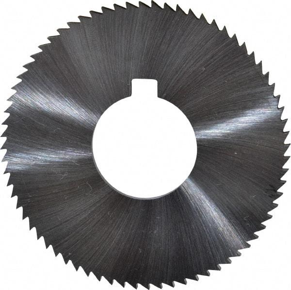 Made in USA - 2-3/4" Diam x 0.102" Blade Thickness x 1" Arbor Hole Diam, 72 Tooth Slitting and Slotting Saw - Arbor Connection, Right Hand, Uncoated, High Speed Steel, Concave Ground, Contains Keyway - Apex Tool & Supply