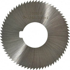 Made in USA - 2-3/4" Diam x 0.128" Blade Thickness x 1" Arbor Hole Diam, 72 Tooth Slitting and Slotting Saw - Arbor Connection, Right Hand, Uncoated, High Speed Steel, Concave Ground, Contains Keyway - Apex Tool & Supply