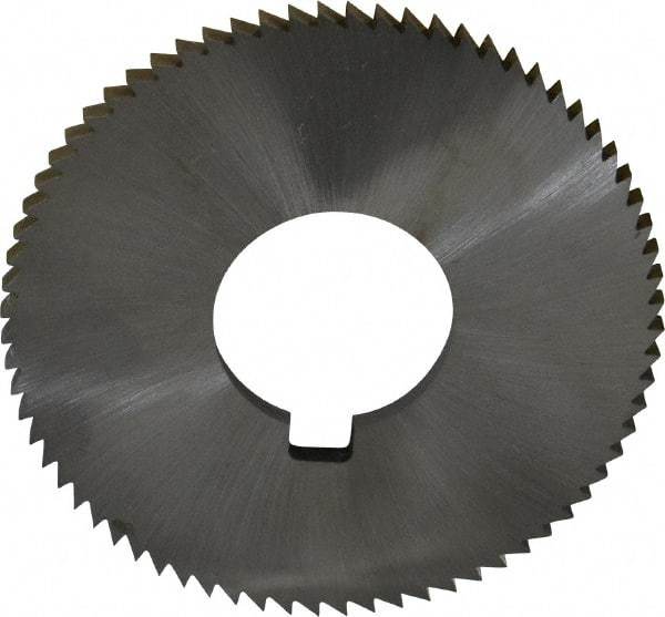 Made in USA - 2-3/4" Diam x 0.144" Blade Thickness x 1" Arbor Hole Diam, 72 Tooth Slitting and Slotting Saw - Arbor Connection, Right Hand, Uncoated, High Speed Steel, Concave Ground, Contains Keyway - Apex Tool & Supply