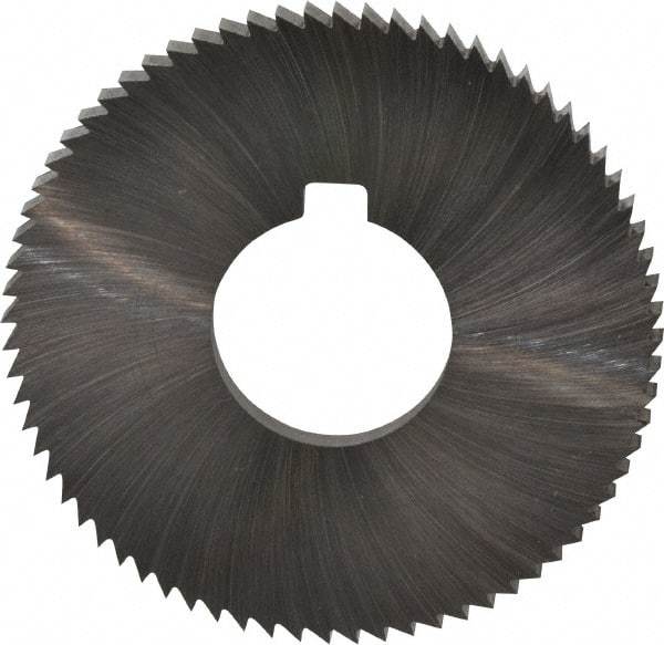 Made in USA - 2-3/4" Diam x 0.182" Blade Thickness x 1" Arbor Hole Diam, 72 Tooth Slitting and Slotting Saw - Arbor Connection, Right Hand, Uncoated, High Speed Steel, Concave Ground, Contains Keyway - Apex Tool & Supply