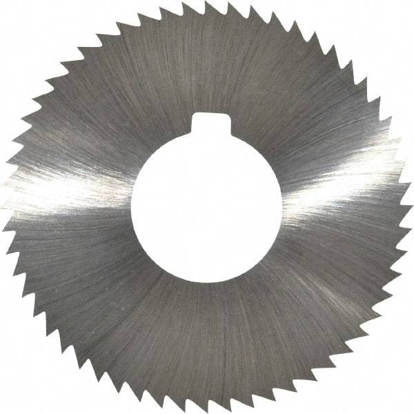 Made in USA - 2-3/4" Diam x 0.032" Blade Thickness x 1" Arbor Hole Diam, 56 Tooth Slitting and Slotting Saw - Arbor Connection, Right Hand, Uncoated, High Speed Steel, Concave Ground, Contains Keyway - Apex Tool & Supply