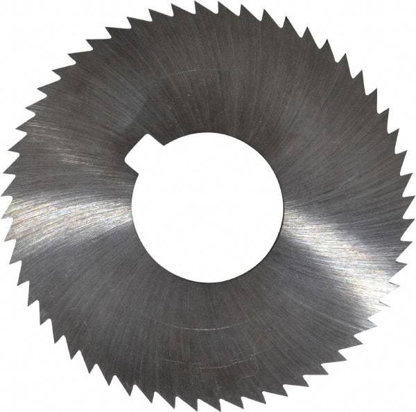 Made in USA - 2-3/4" Diam x 0.036" Blade Thickness x 1" Arbor Hole Diam, 56 Tooth Slitting and Slotting Saw - Arbor Connection, Right Hand, Uncoated, High Speed Steel, Concave Ground, Contains Keyway - Apex Tool & Supply