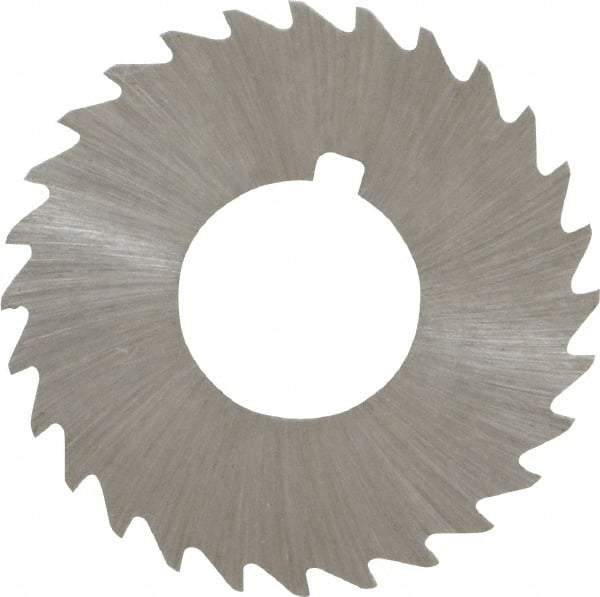 Made in USA - 1-1/4" Diam x 1/32" Blade Thickness x 1/2" Arbor Hole Diam, 28 Tooth Slitting and Slotting Saw - Arbor Connection, Right Hand, Uncoated, High Speed Steel, Concave Ground, Contains Keyway - Apex Tool & Supply