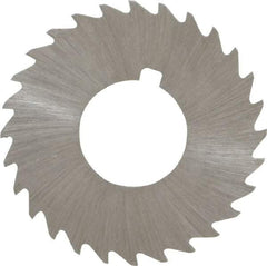 Made in USA - 1-1/4" Diam x 1/32" Blade Thickness x 1/2" Arbor Hole Diam, 28 Tooth Slitting and Slotting Saw - Arbor Connection, Right Hand, Uncoated, High Speed Steel, Concave Ground, Contains Keyway - Apex Tool & Supply