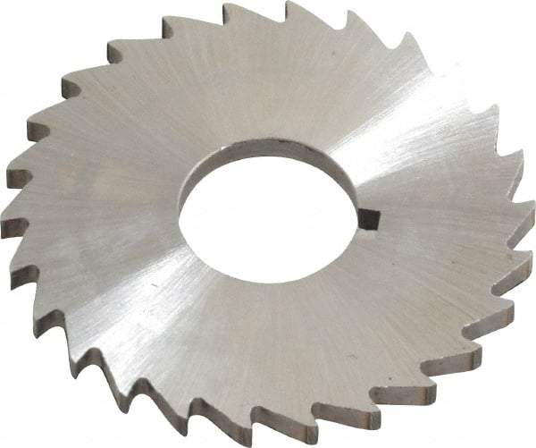 Made in USA - 1-1/2" Diam x 3/32" Blade Thickness x 1/2" Arbor Hole Diam, 26 Tooth Slitting and Slotting Saw - Arbor Connection, Right Hand, Uncoated, High Speed Steel, Concave Ground, Contains Keyway - Apex Tool & Supply