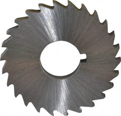 Made in USA - 1-1/2" Diam x 1/8" Blade Thickness x 1/2" Arbor Hole Diam, 26 Tooth Slitting and Slotting Saw - Arbor Connection, Right Hand, Uncoated, High Speed Steel, Concave Ground, Contains Keyway - Apex Tool & Supply