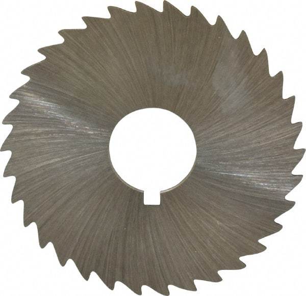 Made in USA - 1-3/4" Diam x 1/32" Blade Thickness x 1/2" Arbor Hole Diam, 34 Tooth Slitting and Slotting Saw - Arbor Connection, Right Hand, Uncoated, High Speed Steel, Concave Ground, Contains Keyway - Apex Tool & Supply
