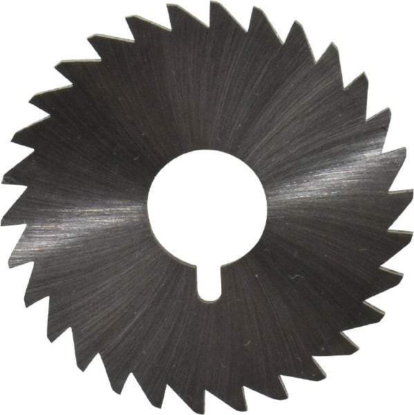 Made in USA - 1-3/4" Diam x 3/32" Blade Thickness x 1/2" Arbor Hole Diam, 30 Tooth Slitting and Slotting Saw - Arbor Connection, Right Hand, Uncoated, High Speed Steel, Concave Ground, Contains Keyway - Apex Tool & Supply