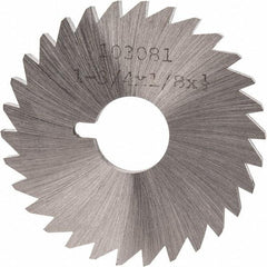 Made in USA - 1-3/4" Diam x 1/8" Blade Thickness x 1/2" Arbor Hole Diam, 30 Tooth Slitting and Slotting Saw - Arbor Connection, Right Hand, Uncoated, High Speed Steel, Concave Ground, Contains Keyway - Apex Tool & Supply
