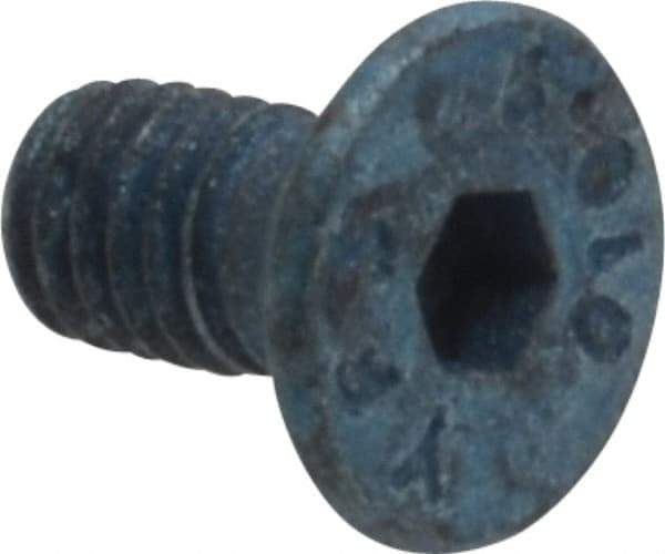 Metric Blue - M4x0.70 Metric Coarse Hex Socket Drive, 90° Flat Screw - Grade 10.9 Alloy Steel, Metric Blue Finish, Fully Threaded, 8mm OAL - Apex Tool & Supply