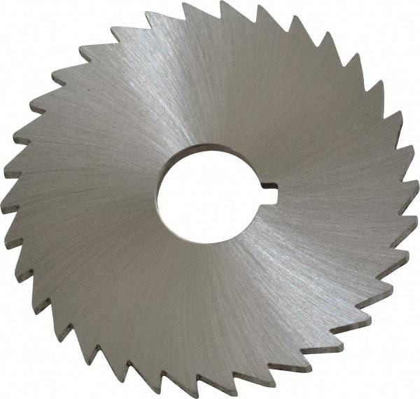 Made in USA - 2" Diam x 3/32" Blade Thickness x 1/2" Arbor Hole Diam, 34 Tooth Slitting and Slotting Saw - Arbor Connection, Right Hand, Uncoated, High Speed Steel, Concave Ground, Contains Keyway - Apex Tool & Supply