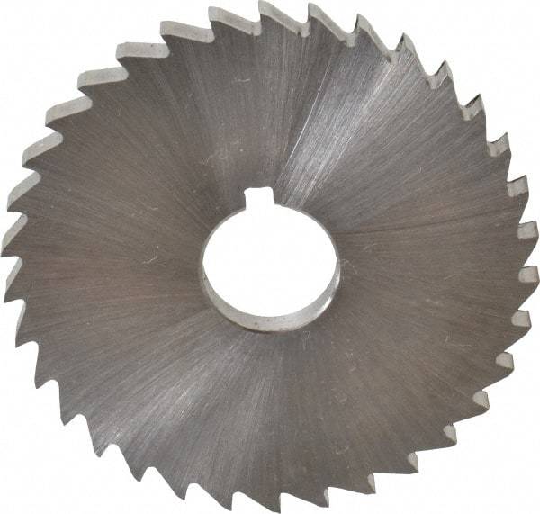 Made in USA - 2" Diam x 5/32" Blade Thickness x 1/2" Arbor Hole Diam, 34 Tooth Slitting and Slotting Saw - Arbor Connection, Right Hand, Uncoated, High Speed Steel, Concave Ground, Contains Keyway - Apex Tool & Supply