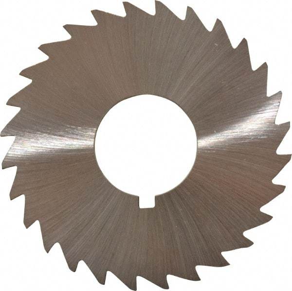 Made in USA - 2-1/2" Diam x 1/8" Blade Thickness x 7/8" Arbor Hole Diam, 28 Tooth Slitting and Slotting Saw - Arbor Connection, Right Hand, Uncoated, High Speed Steel, Concave Ground, Contains Keyway - Apex Tool & Supply
