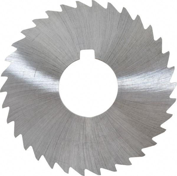 Made in USA - 3" Diam x 1/32" Blade Thickness x 1" Arbor Hole Diam, 34 Tooth Slitting and Slotting Saw - Arbor Connection, Right Hand, Uncoated, High Speed Steel, Concave Ground, Contains Keyway - Apex Tool & Supply