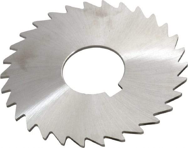 Made in USA - 3" Diam x 1/16" Blade Thickness x 1" Arbor Hole Diam, 30 Tooth Slitting and Slotting Saw - Arbor Connection, Right Hand, Uncoated, High Speed Steel, Concave Ground, Contains Keyway - Apex Tool & Supply