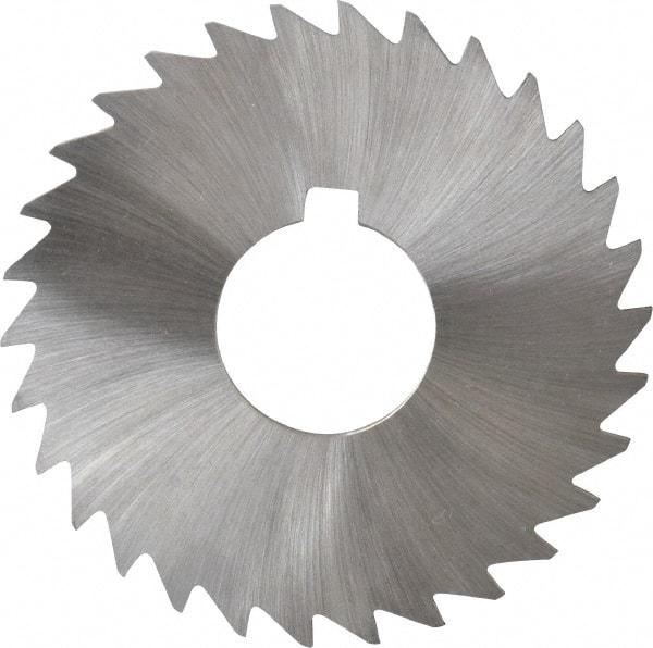 Made in USA - 3" Diam x 3/32" Blade Thickness x 1" Arbor Hole Diam, 30 Tooth Slitting and Slotting Saw - Arbor Connection, Right Hand, Uncoated, High Speed Steel, Concave Ground, Contains Keyway - Apex Tool & Supply