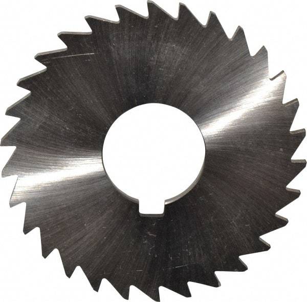 Made in USA - 3" Diam x 1/8" Blade Thickness x 1" Arbor Hole Diam, 30 Tooth Slitting and Slotting Saw - Arbor Connection, Right Hand, Uncoated, High Speed Steel, Concave Ground, Contains Keyway - Apex Tool & Supply