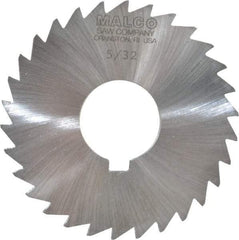 Made in USA - 3" Diam x 5/32" Blade Thickness x 1" Arbor Hole Diam, 30 Tooth Slitting and Slotting Saw - Arbor Connection, Right Hand, Uncoated, High Speed Steel, Concave Ground, Contains Keyway - Apex Tool & Supply
