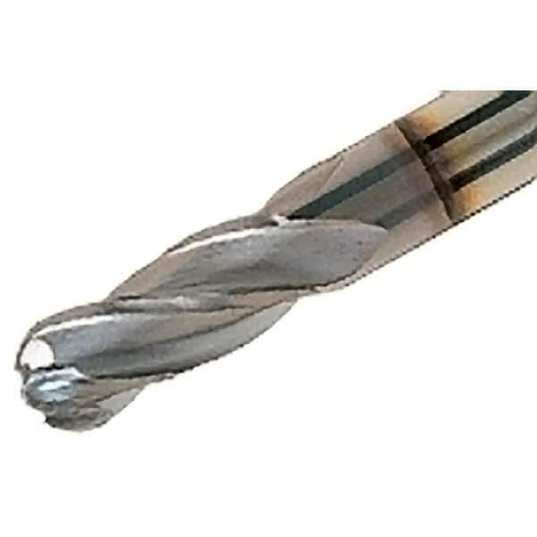 Iscar - 3/16" Diam, 3/8" LOC, 4 Flute Solid Carbide Ball End Mill - TiAlN Finish, Single End, 2-1/2" OAL, 3/16" Shank Diam, Spiral Flute - Apex Tool & Supply