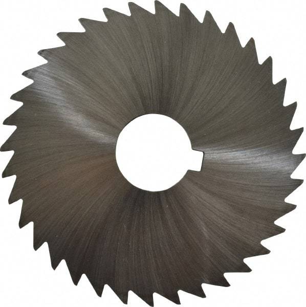 Made in USA - 4" Diam x 3/32" Blade Thickness x 1" Arbor Hole Diam, 36 Tooth Slitting and Slotting Saw - Arbor Connection, Right Hand, Uncoated, High Speed Steel, Concave Ground, Contains Keyway - Apex Tool & Supply
