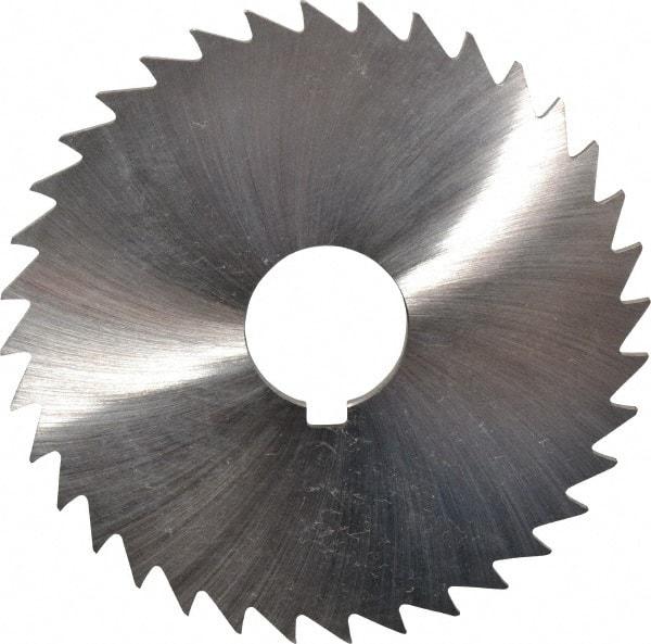Made in USA - 4" Diam x 1/8" Blade Thickness x 1" Arbor Hole Diam, 36 Tooth Slitting and Slotting Saw - Arbor Connection, Right Hand, Uncoated, High Speed Steel, Concave Ground, Contains Keyway - Apex Tool & Supply