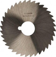 Made in USA - 4" Diam x 3/16" Blade Thickness x 1" Arbor Hole Diam, 36 Tooth Slitting and Slotting Saw - Arbor Connection, Right Hand, Uncoated, High Speed Steel, Concave Ground, Contains Keyway - Apex Tool & Supply