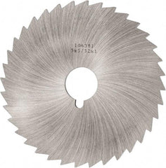 Made in USA - 5" Diam x 5/32" Blade Thickness x 1" Arbor Hole Diam, 36 Tooth Slitting and Slotting Saw - Arbor Connection, Right Hand, Uncoated, High Speed Steel, Concave Ground, Contains Keyway - Apex Tool & Supply