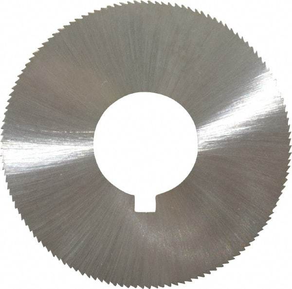 Made in USA - 1-3/4" Diam x 0.028" Blade Thickness x 5/8" Arbor Hole Diam, 132 Tooth Slitting and Slotting Saw - Arbor Connection, Right Hand, Uncoated, High Speed Steel, Concave Ground, Contains Keyway - Apex Tool & Supply