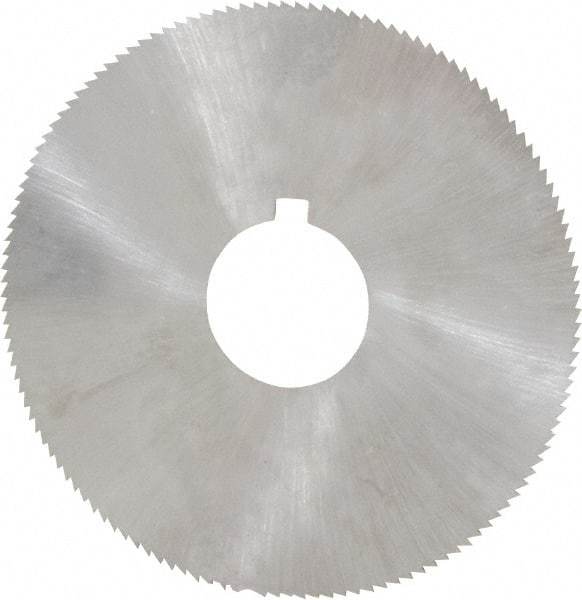 Made in USA - 2-1/4" Diam x 0.014" Blade Thickness x 5/8" Arbor Hole Diam, 132 Tooth Slitting and Slotting Saw - Arbor Connection, Right Hand, Uncoated, High Speed Steel, Concave Ground, Contains Keyway - Apex Tool & Supply