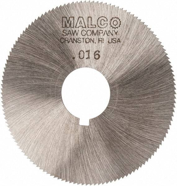 Made in USA - 2-1/4" Diam x 0.016" Blade Thickness x 5/8" Arbor Hole Diam, 132 Tooth Slitting and Slotting Saw - Arbor Connection, Right Hand, Uncoated, High Speed Steel, Concave Ground, Contains Keyway - Apex Tool & Supply