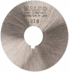 Made in USA - 2-1/4" Diam x 0.016" Blade Thickness x 5/8" Arbor Hole Diam, 132 Tooth Slitting and Slotting Saw - Arbor Connection, Right Hand, Uncoated, High Speed Steel, Concave Ground, Contains Keyway - Apex Tool & Supply