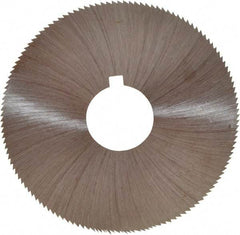 Made in USA - 2-1/4" Diam x 0.018" Blade Thickness x 5/8" Arbor Hole Diam, 132 Tooth Slitting and Slotting Saw - Arbor Connection, Right Hand, Uncoated, High Speed Steel, Concave Ground, Contains Keyway - Apex Tool & Supply