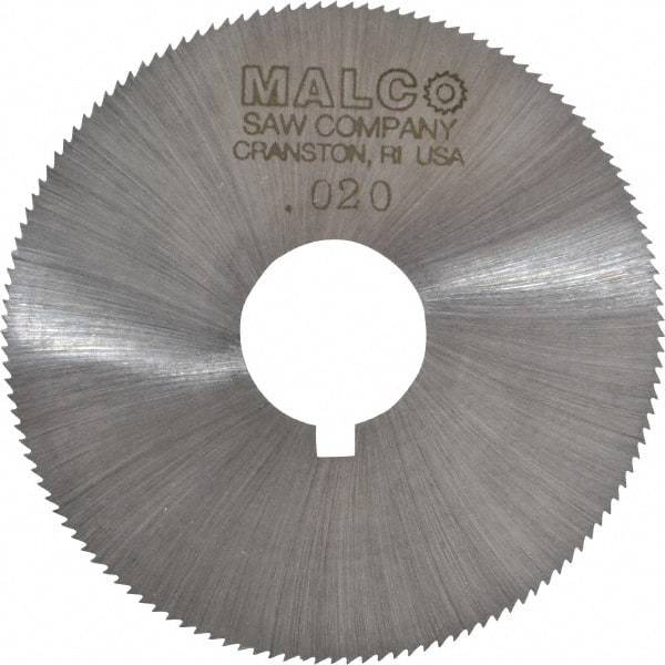 Made in USA - 2-1/4" Diam x 0.02" Blade Thickness x 5/8" Arbor Hole Diam, 132 Tooth Slitting and Slotting Saw - Arbor Connection, Right Hand, Uncoated, High Speed Steel, Concave Ground, Contains Keyway - Apex Tool & Supply