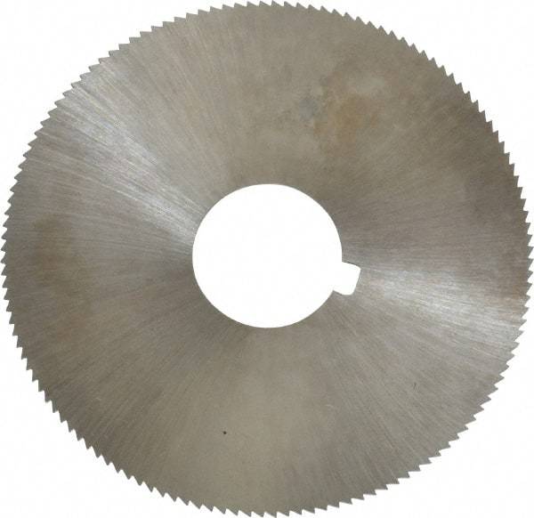 Made in USA - 2-1/4" Diam x 0.025" Blade Thickness x 5/8" Arbor Hole Diam, 132 Tooth Slitting and Slotting Saw - Arbor Connection, Right Hand, Uncoated, High Speed Steel, Concave Ground, Contains Keyway - Apex Tool & Supply