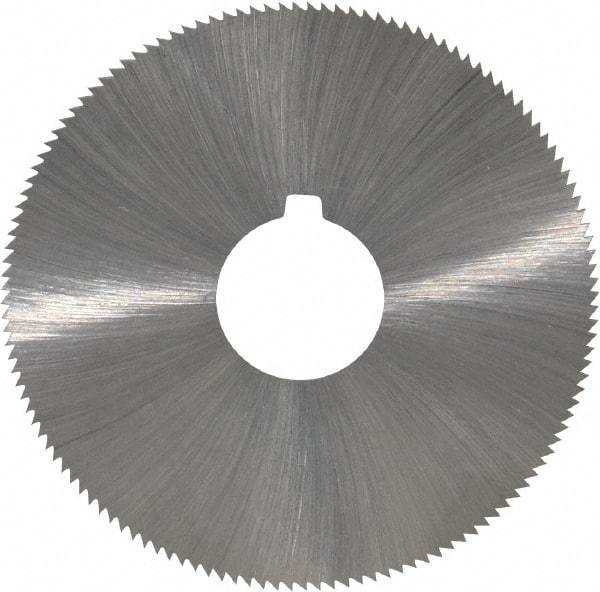 Made in USA - 2-1/4" Diam x 0.028" Blade Thickness x 5/8" Arbor Hole Diam, 132 Tooth Slitting and Slotting Saw - Arbor Connection, Right Hand, Uncoated, High Speed Steel, Concave Ground, Contains Keyway - Apex Tool & Supply