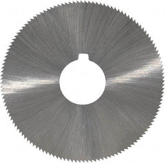 Made in USA - 2-1/4" Diam x 0.028" Blade Thickness x 5/8" Arbor Hole Diam, 132 Tooth Slitting and Slotting Saw - Arbor Connection, Right Hand, Uncoated, High Speed Steel, Concave Ground, Contains Keyway - Apex Tool & Supply