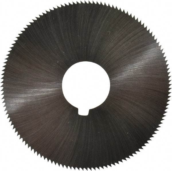 Made in USA - 2-1/4" Diam x 0.036" Blade Thickness x 5/8" Arbor Hole Diam, 132 Tooth Slitting and Slotting Saw - Arbor Connection, Right Hand, Uncoated, High Speed Steel, Concave Ground, Contains Keyway - Apex Tool & Supply