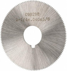 Made in USA - 2-1/4" Diam x 0.04" Blade Thickness x 5/8" Arbor Hole Diam, 132 Tooth Slitting and Slotting Saw - Arbor Connection, Right Hand, Uncoated, High Speed Steel, Concave Ground, Contains Keyway - Apex Tool & Supply