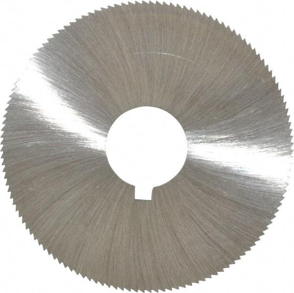 Made in USA - 2-1/4" Diam x 0.051" Blade Thickness x 5/8" Arbor Hole Diam, 132 Tooth Slitting and Slotting Saw - Arbor Connection, Right Hand, Uncoated, High Speed Steel, Concave Ground, Contains Keyway - Apex Tool & Supply