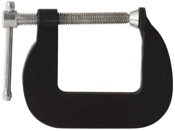 Gibraltar - Light-Duty 1-1/2" Max Opening, 1-1/2" Throat Depth, Cast Iron Standard C-Clamp - 850 Lb Capacity, 0" Min Opening, Standard Throat Depth - Apex Tool & Supply