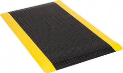 Wearwell - 5' Long x 3' Wide, Dry Environment, Anti-Fatigue Matting - Black with Yellow Borders, Vinyl with Urethane Sponge Base, Beveled on 4 Sides - Apex Tool & Supply