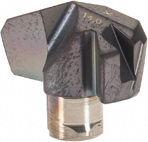 Iscar - Series ICK, 0.551" Diam Grade IC908 140° Replaceable Drill Tip - Carbide, TiAlN Finish, 14 Seat Size, Through Coolant - Apex Tool & Supply
