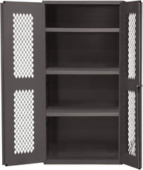 Durham - 2 Shelf Locking Storage Cabinet - Steel, 36" Wide x 18" Deep x 48" High, Gray - Apex Tool & Supply