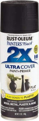 Rust-Oleum - Black, Flat, Enamel Spray Paint - 8 to 12 Sq Ft per Can, 12 oz Container - Apex Tool & Supply