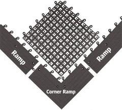 Wearwell - 18" Long x 18" Wide x 7/8" Thick, Anti-Fatigue Modular Matting Open Grid - Male & Female, 4 Interlocking Sides, Charcoal, For Dry & Wet Areas, Series 558 - Apex Tool & Supply