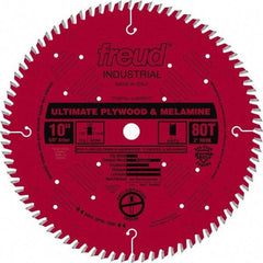Freud - 10" Diam, 5/8" Arbor Hole Diam, 80 Tooth Wet & Dry Cut Saw Blade - Carbide-Tipped, Standard Round Arbor - Apex Tool & Supply