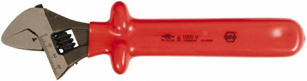 Wiha - 1-1/4" Jaw Capacity, 10" Insulated Adjustable Wrench - Chrome Vanadium Steel - Apex Tool & Supply