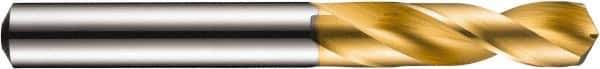 DORMER - 9.1mm 130° Spiral Flute Solid Carbide Screw Machine Drill Bit - TiN Finish, Right Hand Cut, 40mm Flute Length, 84mm OAL, CDX Point, Straight Shank - Apex Tool & Supply